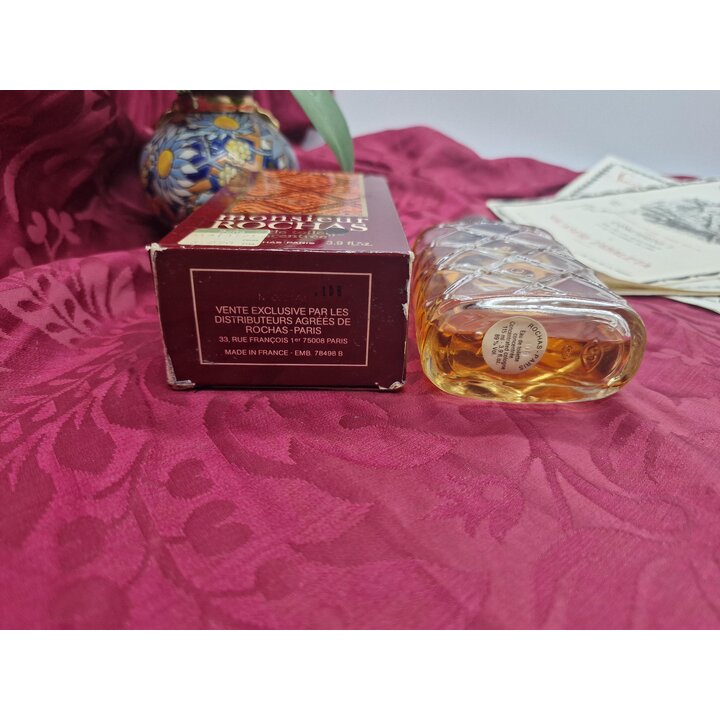 Vintage Monsieur Rochas Eau de Toilette Concentree Cologne 115 ml 3.9 fl. oz. Bottle with Box, 1980s Rochas Men Fragrance, 65 pe