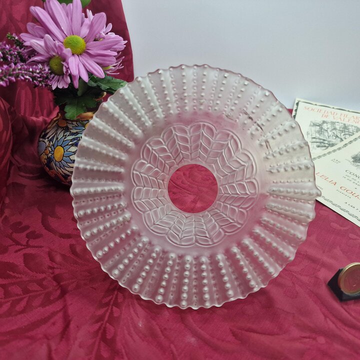 Lampenschirm aus Mattglas, Gewellter Lampenschirm Vintage, Art Deco Glaskuppel, Ersatzglas Mattweiss, Kragen 5.5 cm, Erste Haelf