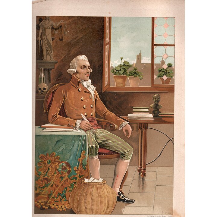Antique Chromolithograph Portrait of Robespierre by Bielsa, Felipe Gonzalez Rojas Madrid circa 1890, 19th Century Library Cabine