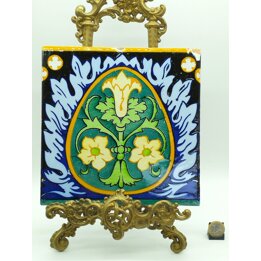 Azulejo de Valência Século XIX - Cerâmica Modernista Policromada