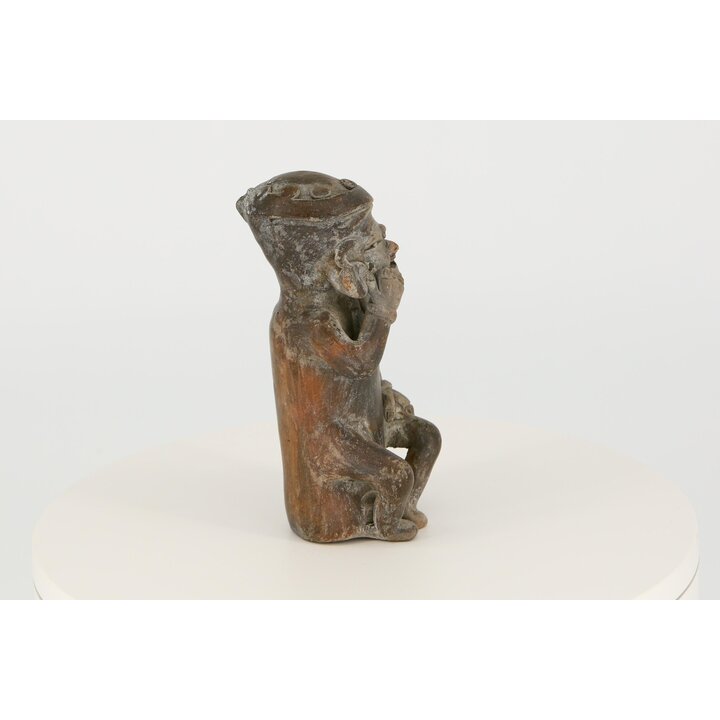 Nayarit Keramik Figur, Vintage 1960er Replik, Handmodellierte Tonstatue, Präkolumbische Kunst Westmexiko, Kabinett Deko, 17.5cm