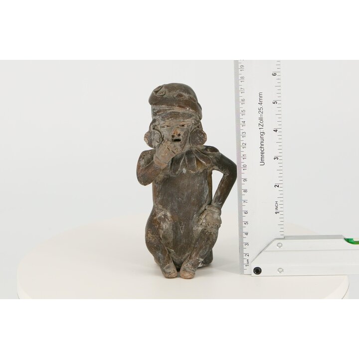 Nayarit Keramik Figur, Vintage 1960er Replik, Handmodellierte Tonstatue, Präkolumbische Kunst Westmexiko, Kabinett Deko, 17.5cm