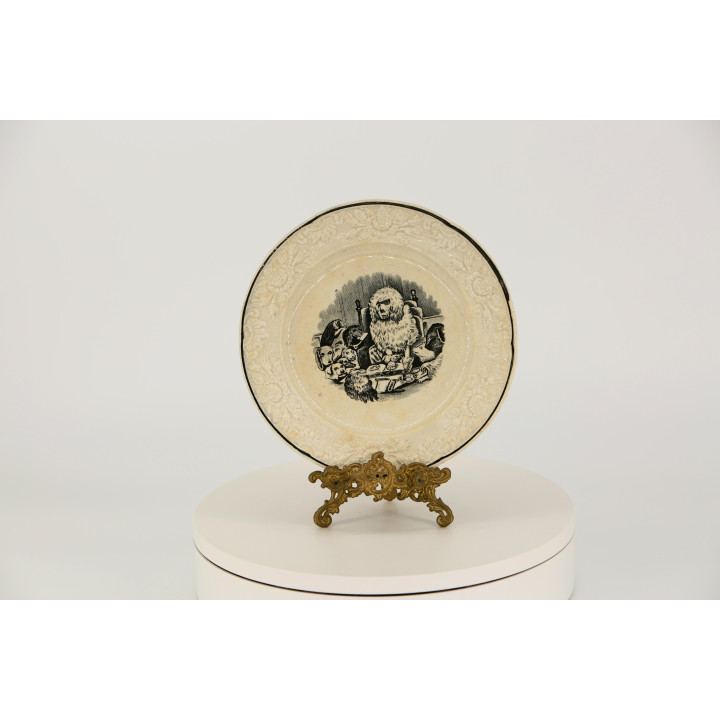 Plato Decorativo Perros 1970 - Loza Vintage