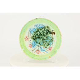 Vintage Majolika-Keramikteller - Botanisches Design 1970er