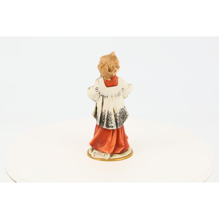 Figura Vintage de Porcelana Capodimonte de B. Merli, Niño Cantor con Partitura, Estatuilla de Cerámica Italiana de Colección, Añ