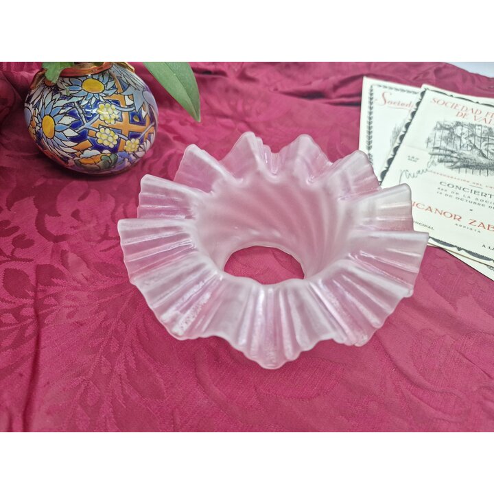 Tulipa de Vidro Vintage Cúpula de Lâmpada Ondulada Rosa Globo Acetinado de Reposição Estilo Vitoriano para Arandela Pendente Sal