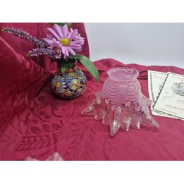 Abat Jour en Verre Art Deco, Tulipe de Lampe Rose, Globe Ondule, Verre de Rechange Peint a la Main avec Fleurs pour Lustre Appli