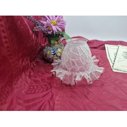 Cúpula de Vidro Fosco com Borda Ondulada Bordô, Tulipa de Vidro Sobressalente para Candeeiro, Globo de Estilo Vitoriano Vintage