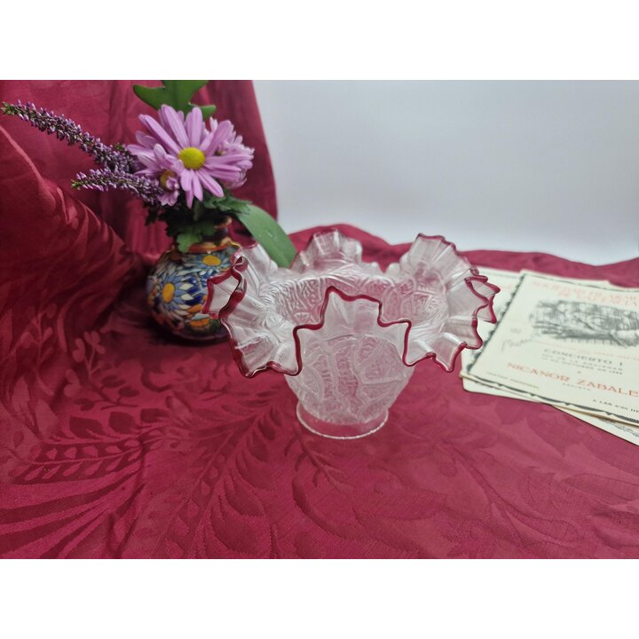 Lampenschirm Mattglas mit Gewelltem Weinrotem Rand, Vintage Glaslampenschirm Tulpe Ersatzschirm, Viktorianischer Stil Glaskuppel