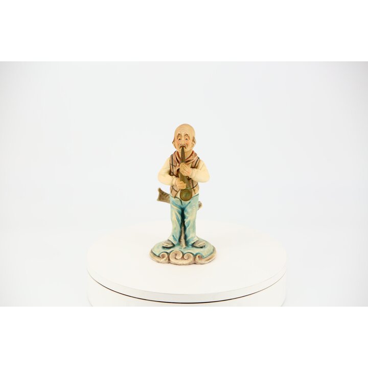 Estatueta de músico de jazz em cerâmica - Soval Artesanía Espanha 173 - Estátua saxofonista pintada à mão - Decoração vintage an
