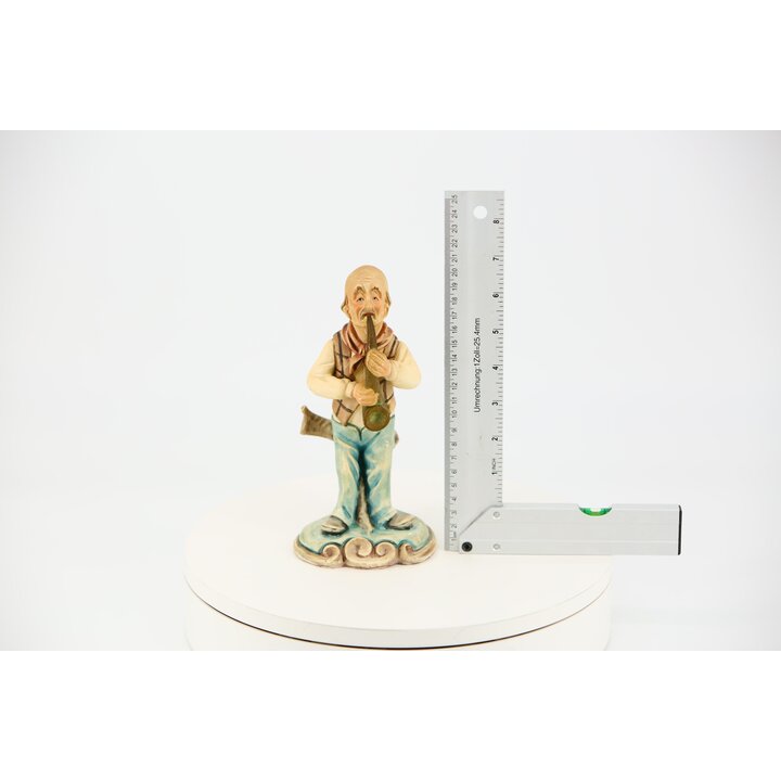 Estatueta de músico de jazz em cerâmica - Soval Artesanía Espanha 173 - Estátua saxofonista pintada à mão - Decoração vintage an