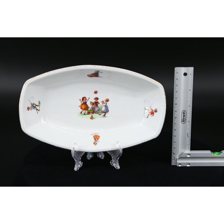Oval Jäger Eisenberg Plate with Children Scenes - German Porcelain, 1950