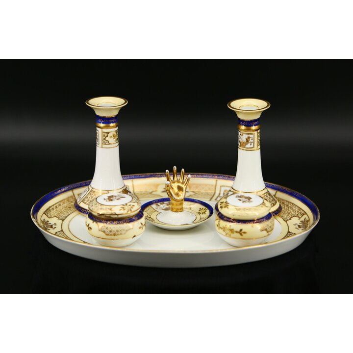 Ensemble de Toilette Noritake en Porcelaine, 6 Pièces, Japon - Bleu et Or