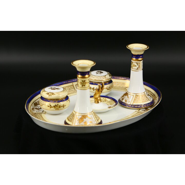 Ensemble de Toilette Noritake en Porcelaine, 6 Pièces, Japon - Bleu et Or