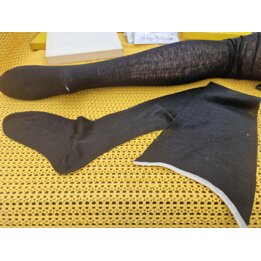 Bas Vintage en Coton Noir de Fil d Egypte Annees 1910 Neufs de Stock Couture Arriere Taille S M Pied 23 cm