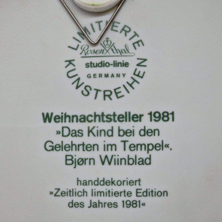 Rosenthal Bjørn Wiinblad Christmas Plate Weihnachtsteller