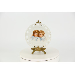 1970s Reticulated Porcelain Plate - Victorian Scene