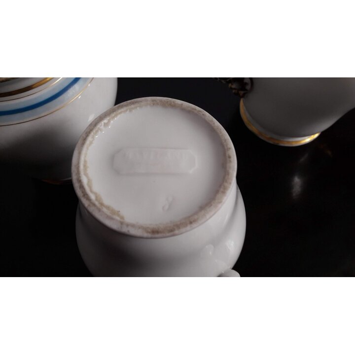 アンティーク リモージュ 磁器 コーヒーセット - ハヴィランド社 3点セット コーヒーポット シュガーポット クリーマー, 金彩 ベルエポック フランス 1900年頃 高級骨董