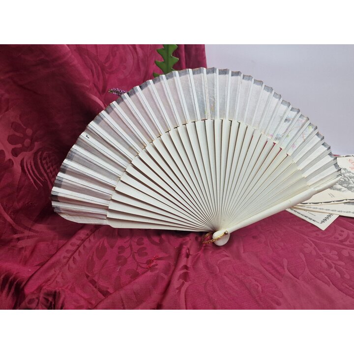 Hand Painted Spanish Folding Fan Wood and Cotton Fabric Handfan, Floral Wedding Flamenco Dance Accessory, Traditional Abanico, 2