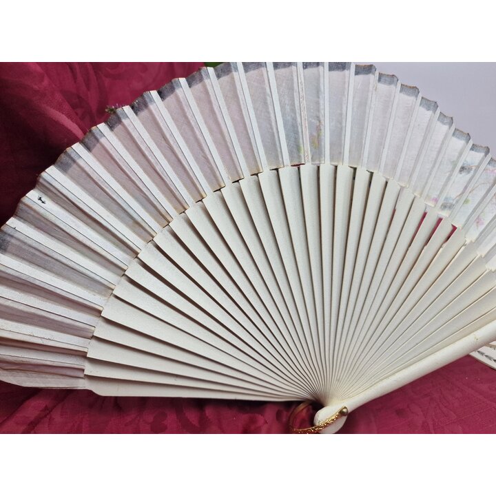 Handbemalter spanischer Faecher aus Holz und Baumwolle, Faltfaecher Handfaecher fuer Hochzeit Flamenco Sommerzubehoer, Abanico, 