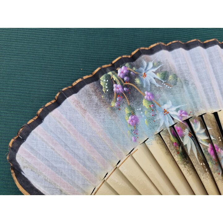 Leque espanhol pintado a mao de madeira e algodao, Leque dobravel para casamento flamenco acessorio de verao, Abanico tradiciona