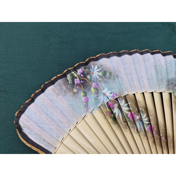 Leque espanhol pintado a mao de madeira e algodao, Leque dobravel para casamento flamenco acessorio de verao, Abanico tradiciona