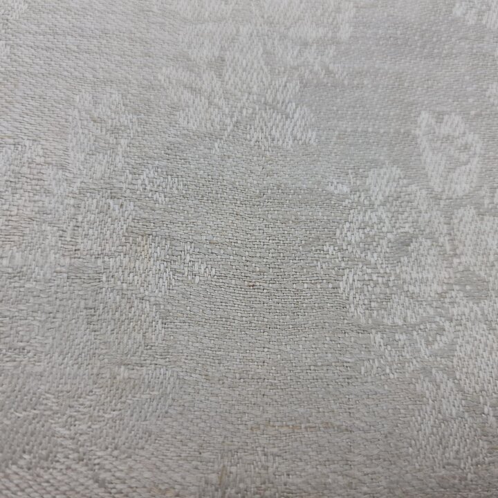 Vintage Linen Jacquard Runner with Hand Monogram and Macrame Fringes