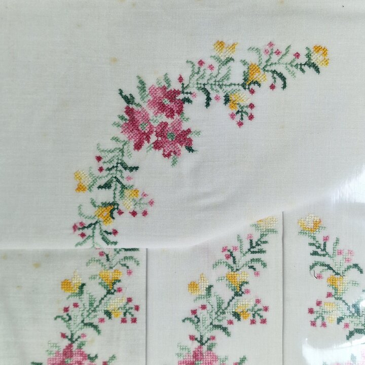 Vintage Spanisches Handbesticktes Bettwäsche Set 1960er Tersaba OVP