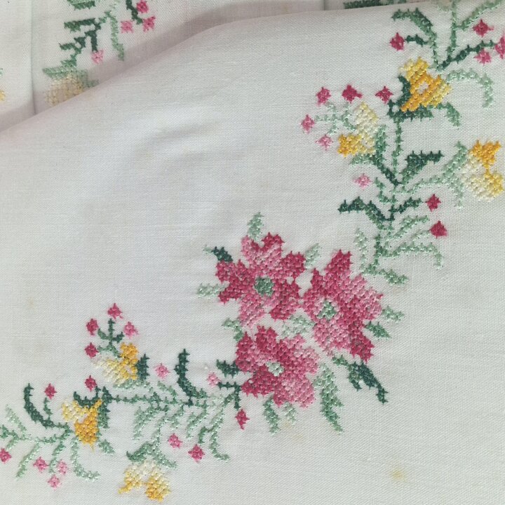 Vintage Spanisches Handbesticktes Bettwäsche Set 1960er Tersaba OVP
