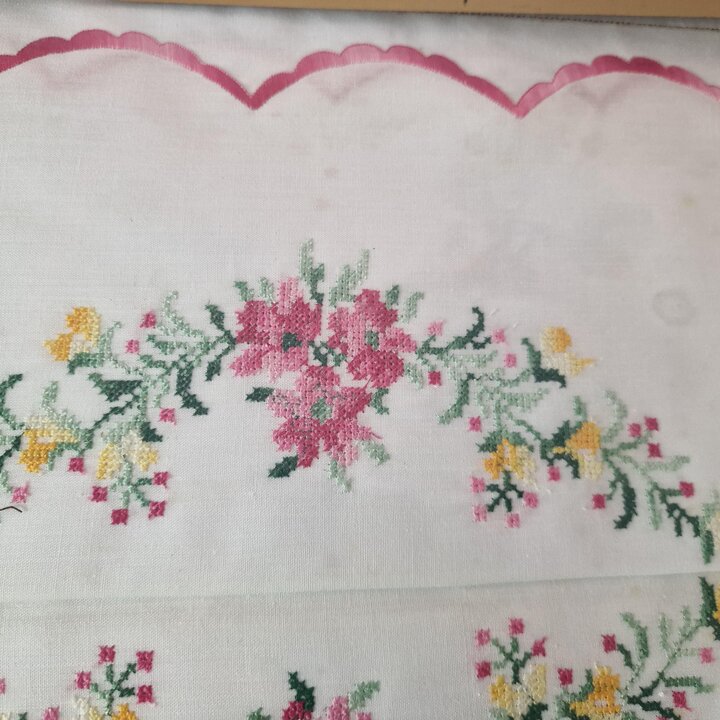 Vintage Spanisches Handbesticktes Bettwäsche Set 1960er Tersaba OVP