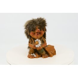 Vintage Norwegischer Troll von Ny Form, Handgemachte Latex-Figur mit Margerite, Nordische Folklore Deko, Anton Sveen Stil, 1980e