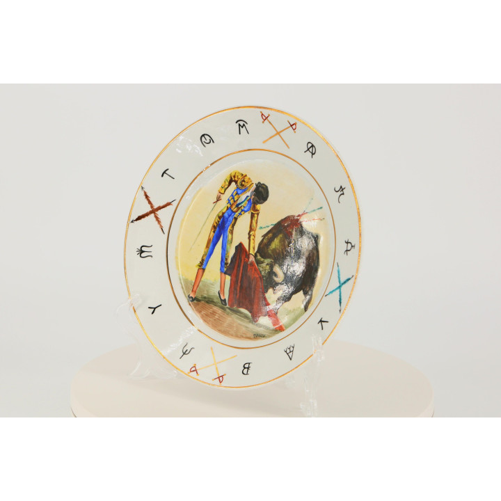 Vintage 1970s Spanish Bullfighting Ceramic Plate - 23cm