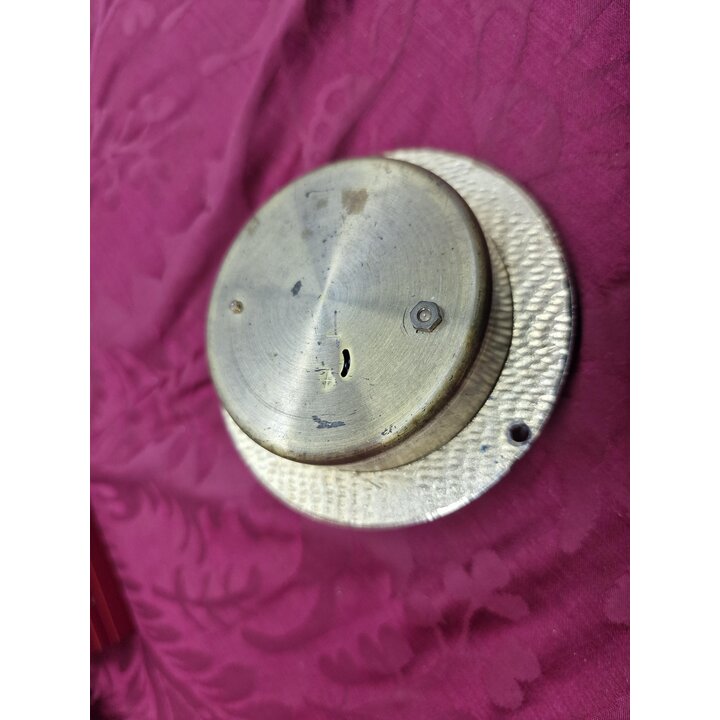 Antique Clock Dial, Vitreous Enamel Face with Brass Bezel and Untested Drum Movement, 8 cm Diameter, Horology Project Piece, Lat
