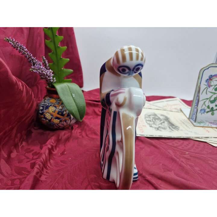 Figura de porcelana, Escultura decorativa Sargadelos El Afilador, Personaje tradicional gallego, Pintado a mano azul cobalto, Vi