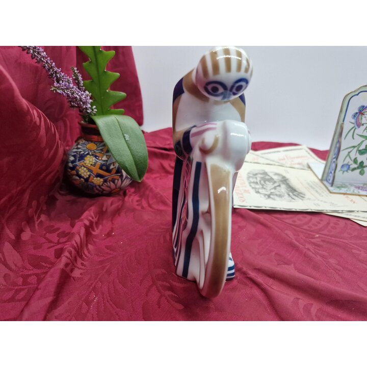 Figurine en porcelaine, Sculpture de collection Sargadelos El Afilador, Rémouleur traditionnel de Galice, Peint à la main bleu c