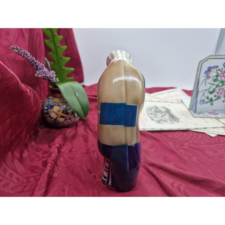 Estatueta de porcelana, Escultura decorativa Sargadelos El Afilador, Amolador tradicional galego, Pintado à mão azul cobalto, Vi