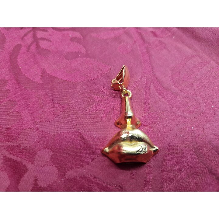 Vintage Salvador Dali Parfums Clip-On Oorringen, Vergulde Surrealistische Lippen en Neus Oorclips, Promo Editie Jaren 80 in Orig