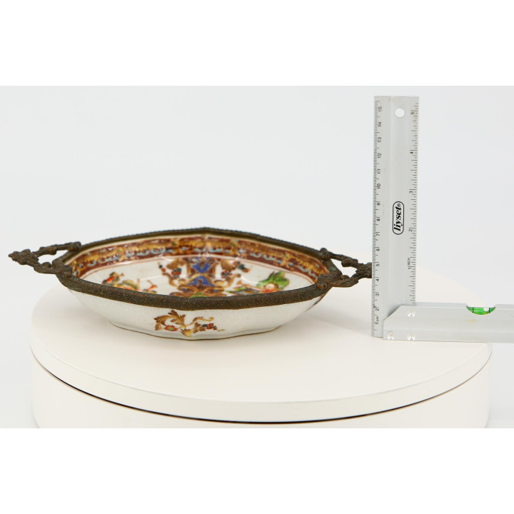 Capodimonte Style Porcelain & Metal Tray, 1990s
