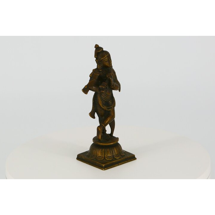 Statue de Krishna en bronze avec flûte, Figurine indienne Venugopala, Sculpture divinité hindoue, Art d'autel sacré, Décor de ca