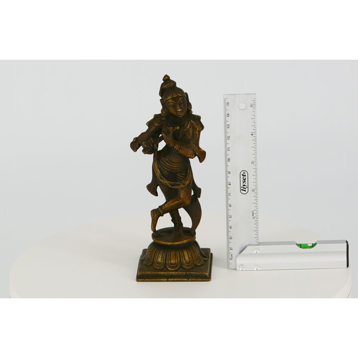 Statue de Krishna en bronze avec flûte, Figurine indienne Venugopala, Sculpture divinité hindoue, Art d'autel sacré, Décor de ca