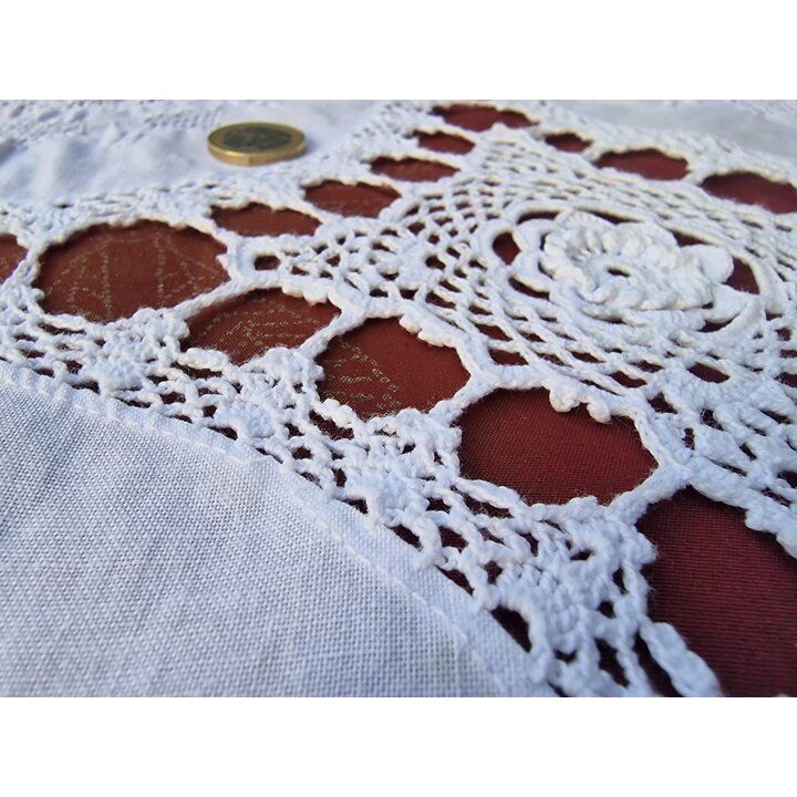 Grande Tovaglia all'Uncinetto Vintage, Pizzo di Cotone Ricamato a Mano, Copritavolo Rettangolare Bianco 1950, 160x300 cm Arredo 