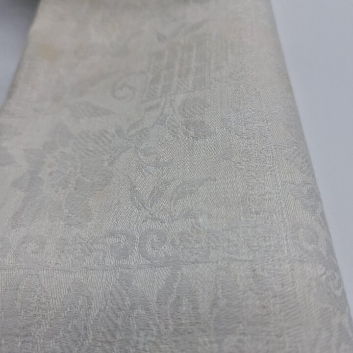 Toalha de Linho Jacquard Antiga Anos 20 com Monograma Cubista PC - Não Lavada