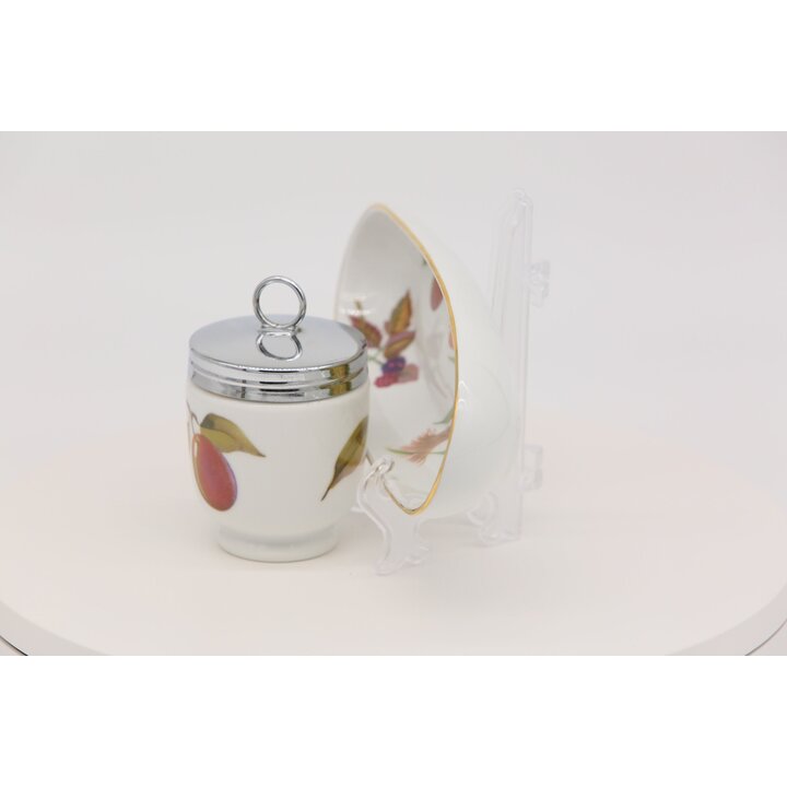 Коддлер для яиц и блюдо Royal Worcester Evesham King Size, винтажный английский фарфор, декор с фруктами и позолотой, 1970-е
