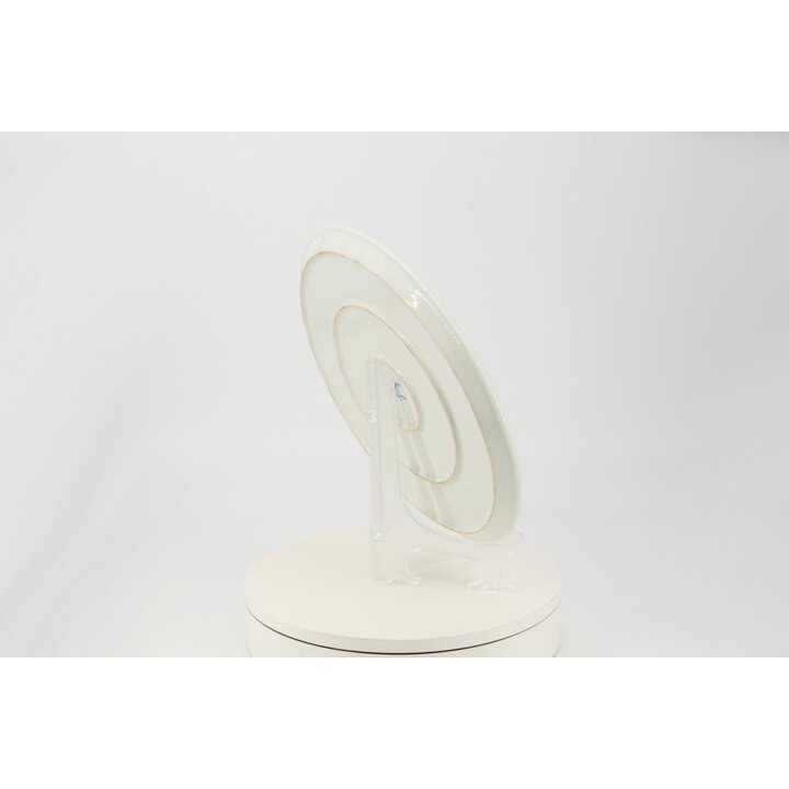 Grand Plat en Porcelaine Style Sèvres XIXème Siècle - Plat Décoratif 32cm - Rose Pompadour et Or - Peint à la Main