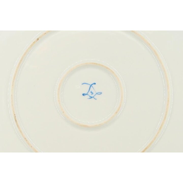 Grand Plat en Porcelaine Style Sèvres XIXème Siècle - Plat Décoratif 32cm - Rose Pompadour et Or - Peint à la Main