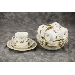 Samuel Radford Bone China Tee Trios, Vintage Radfordian Tasse Untertasse Teller 15-Teiliges Set, 1930er Staffordshire England