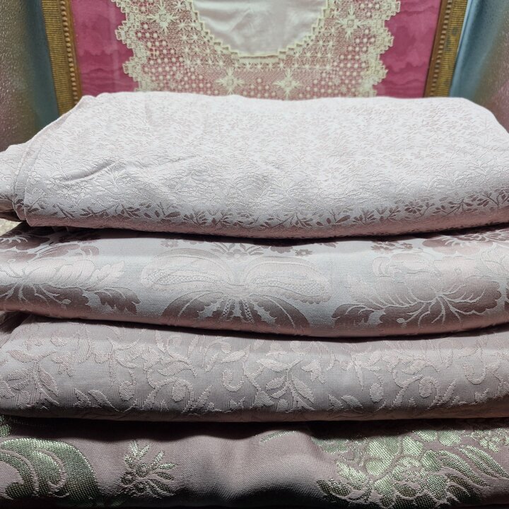 Vintage Spanish Fallera Fabric - Lilac Damask Gold Brocade - 51" 130cm Wide - vintage jacquard - Luxury Interior Upholstery & Cr