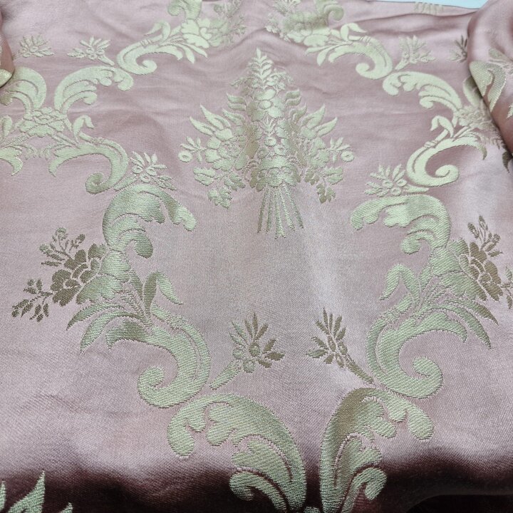 Vintage Spanish Fallera Fabric - Lilac Damask Gold Brocade - 51" 130cm Wide - vintage jacquard - Luxury Interior Upholstery & Cr