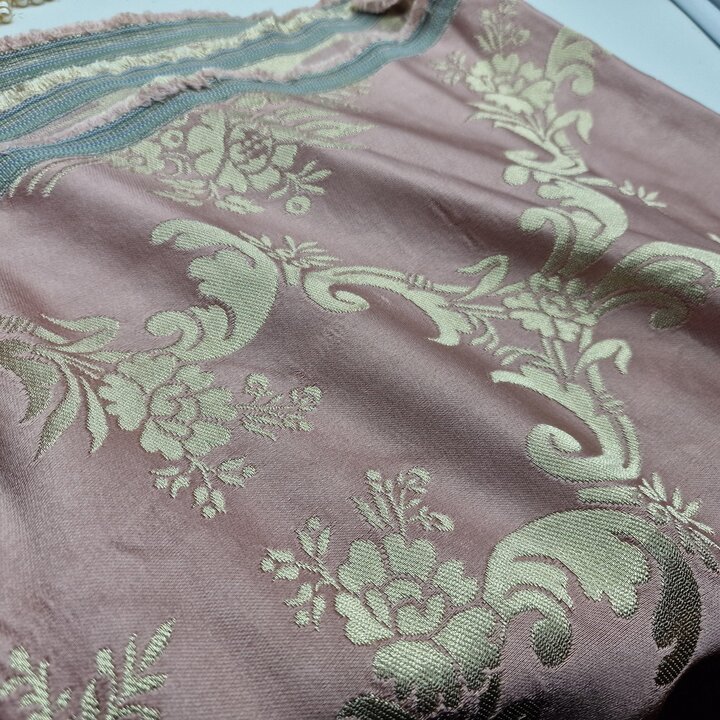 Vintage Spanish Fallera Fabric - Lilac Damask Gold Brocade - 51" 130cm Wide - vintage jacquard - Luxury Interior Upholstery & Cr