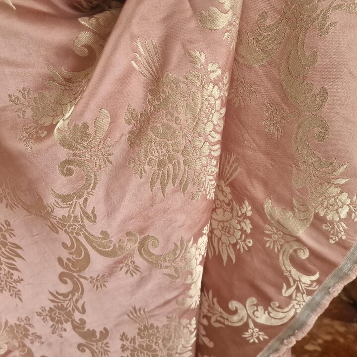 Vintage Spanish Fallera Fabric - Lilac Damask Gold Brocade - 51" 130cm Wide - vintage jacquard - Luxury Interior Upholstery & Cr